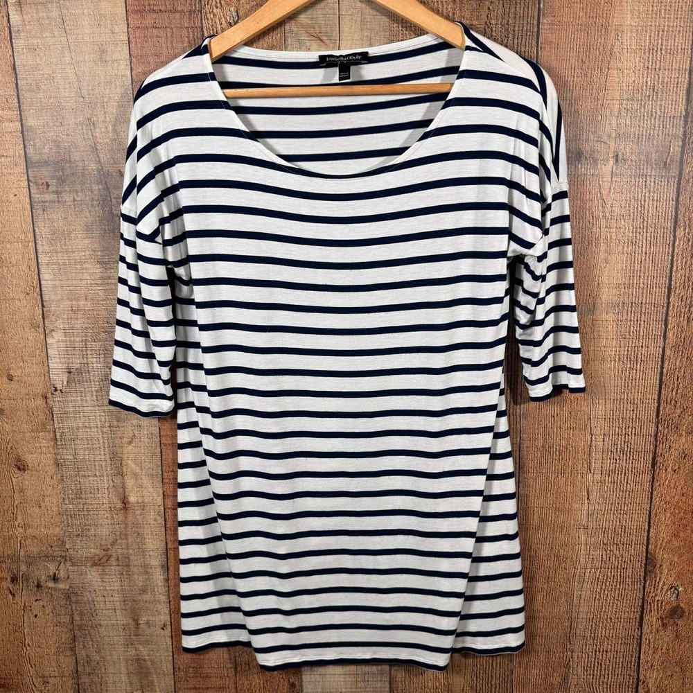 Isabella Oliver Striped Maternity Top Navy Blue 3/4 Sleeve Medium 3 Nautical